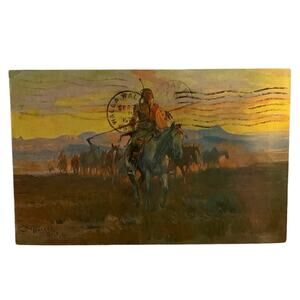 1970’s Postcard Postmarked SIGNED CM RUSSELL 1911 Stolen Horses